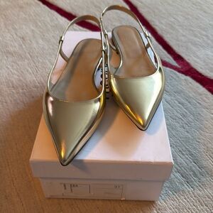 NEW Theory Slingback Flat in Metallic Leather, size 7